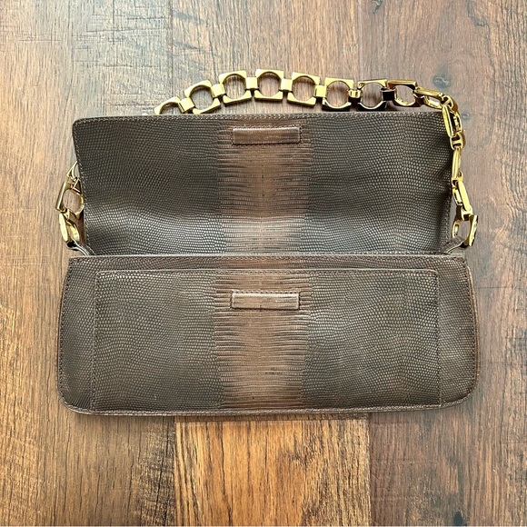 COLE HAAN bronze metallic leather baguette bag / clutch, NWOT - Picture 5 of 16
